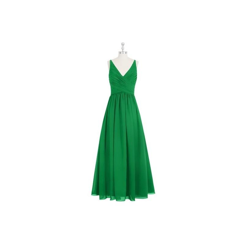 Wedding - Emerald Azazie Elaine - Chiffon V Neck Floor Length Back Zip Dress - Charming Bridesmaids Store