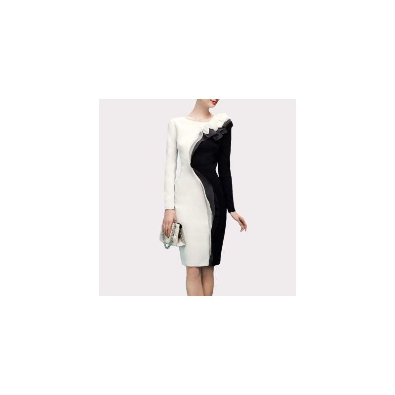 زفاف - Vogue Split Front Slimming Sheath Agaric Fold Dress Formal Wear - Bonny YZOZO Boutique Store