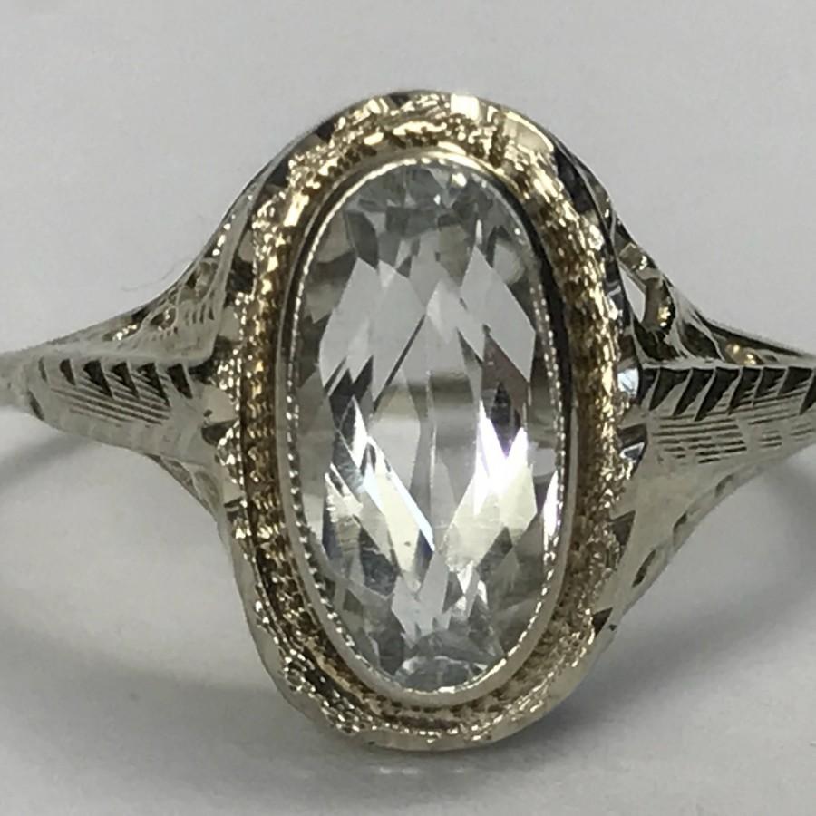 زفاف - Vintage Aquamarine Ring. 14k Gold Art Deco Filigree Setting. 1.25 Carat. Unique Engagement Ring. March Birthstone. 19th Anniversary. Estate