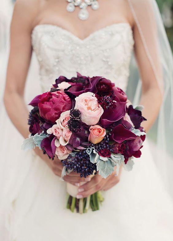 Hochzeit - Pink And Purple Berry Wedding Bouquet