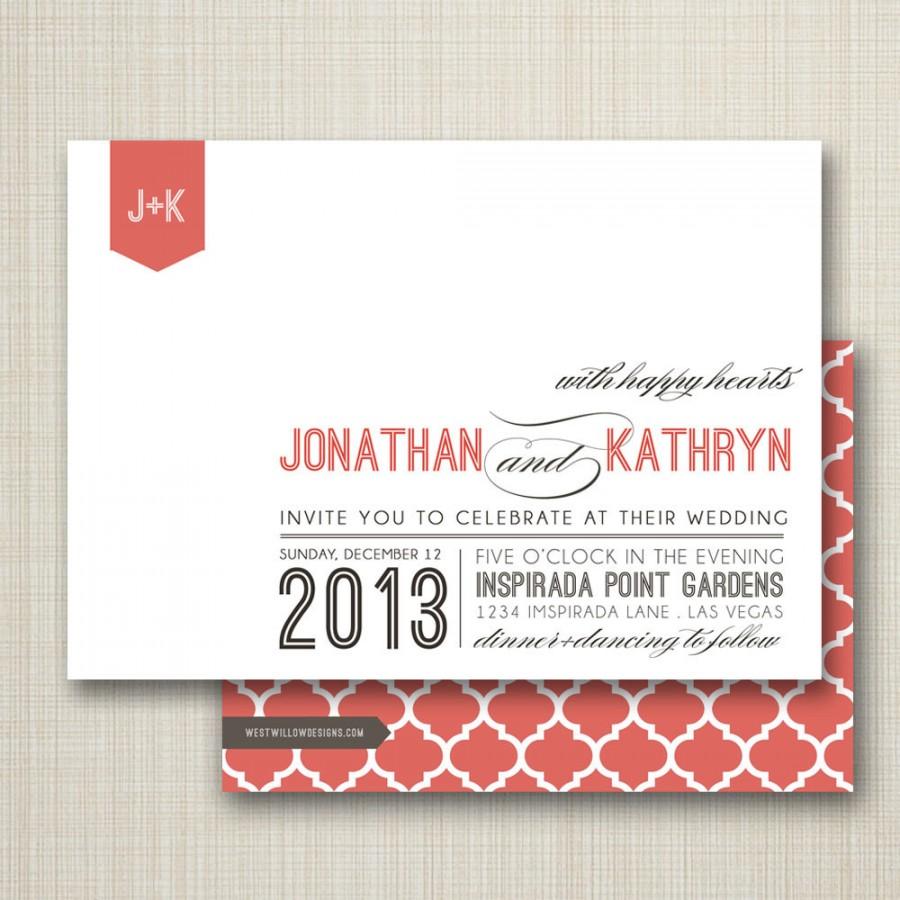Mariage - custom modern wedding invitation - happy hearts.