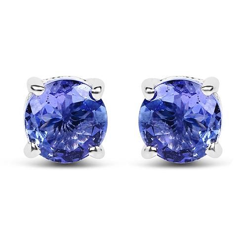 Свадьба - Natural 1CT Round Cut Blue Tanzanite Stud Earrings