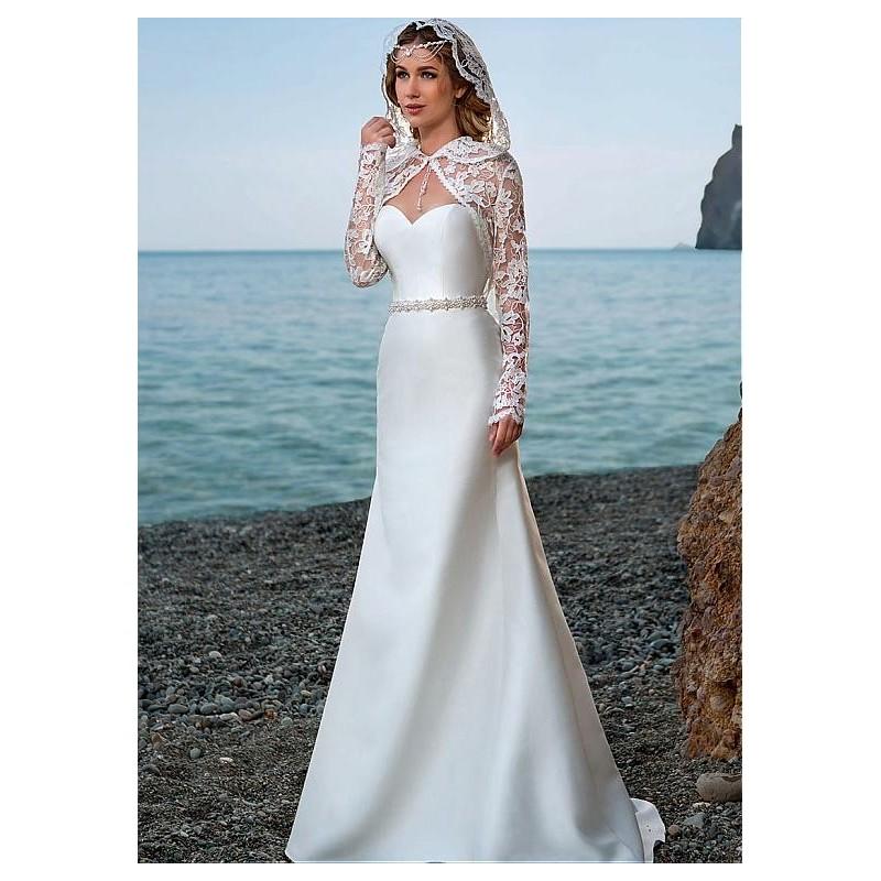 زفاف - Elegant Satin & Lace Sweetheart Neckline Mermaid Wedding Dresses with Detachable Jackets - overpinks.com