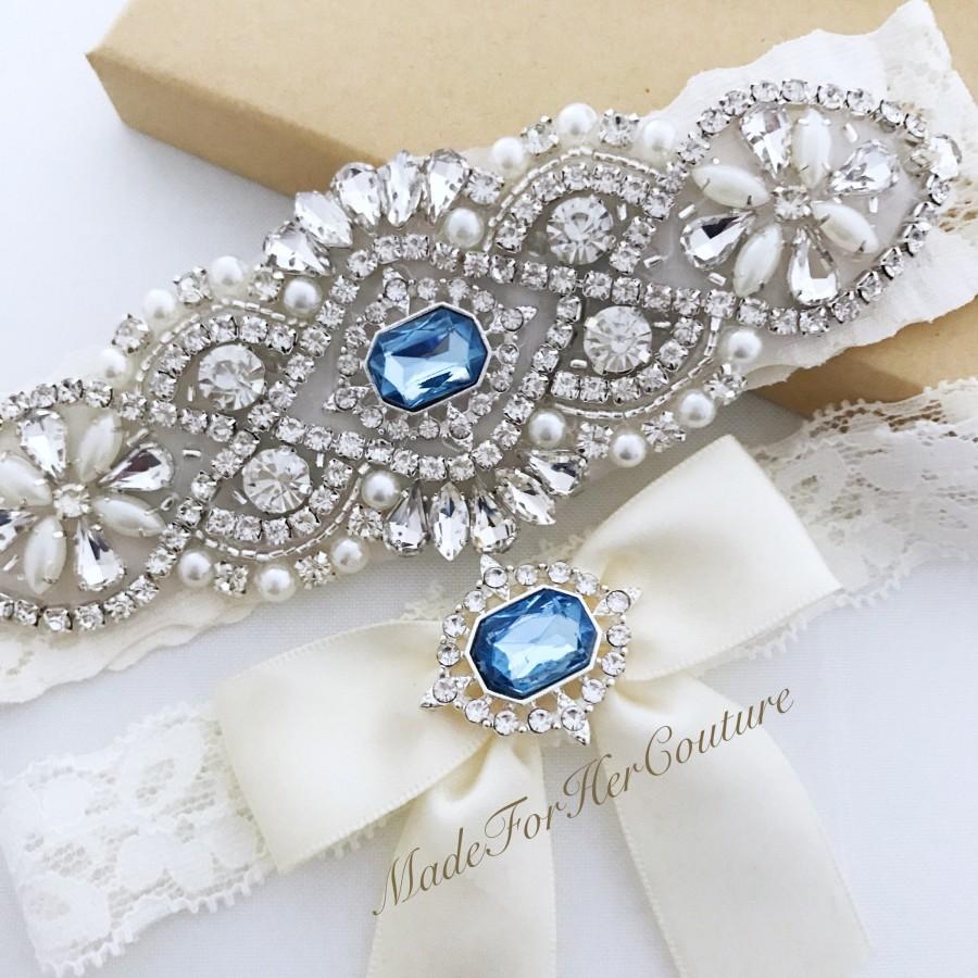 Mariage - Something Blue garter set, Light Blue Wedding Garter, Baby Blue Bridal Garter Set, baby blue wedding Garter Set, light blue bridal garter