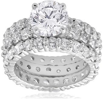 Hochzeit - Pompeii3 7ct Diamond Engagement Eternity Wedding Ring Set 14k White Gold.