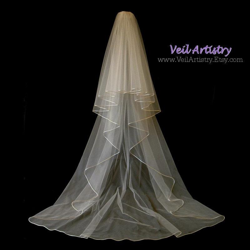 زفاف - Wedding Veil, Radiance Veil, 2-Tier Veil, Satin Cord Edge Veil, Chapel Veil, Made- to-Order Veil, Bespoke Veil