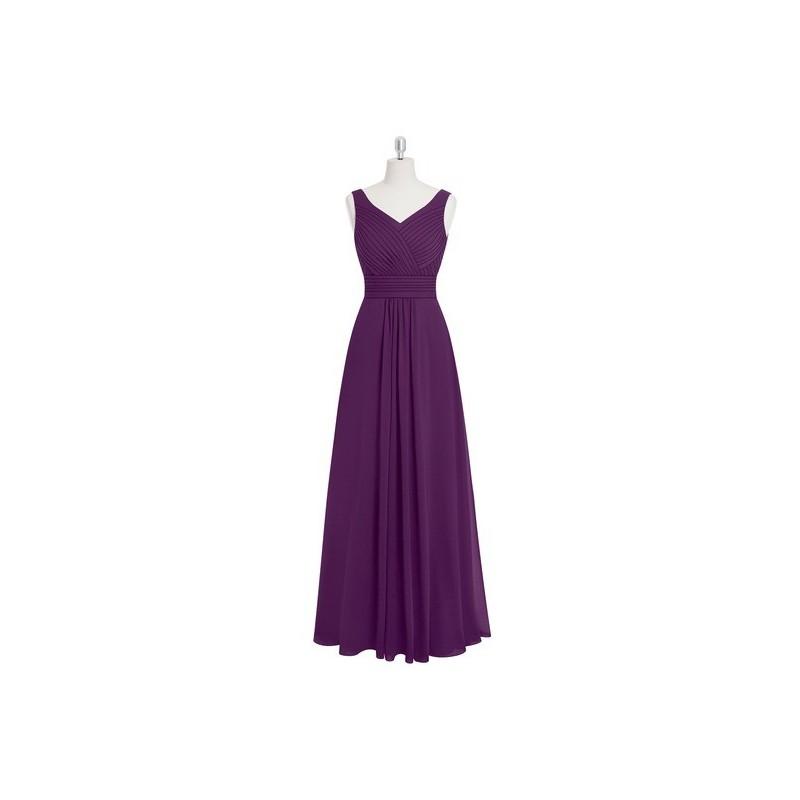 زفاف - Grape Azazie Pierrette - V Neck V Back Chiffon Floor Length Dress - Cheap Gorgeous Bridesmaids Store
