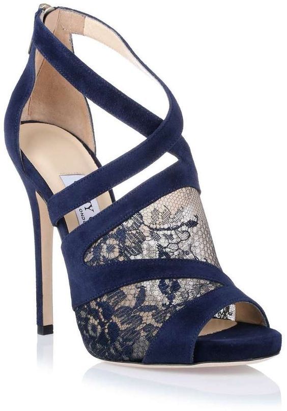 Mariage - Navy Lace Sandal