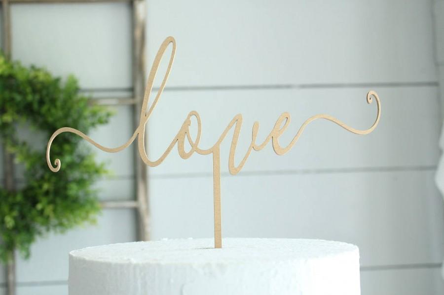 Mariage - love cake topper gold love cake topper script love cake topper wood cake topper