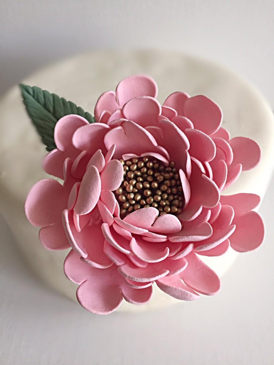 Свадьба - Pink Gold Peony Wedding Cake Topper Cake Flower Clay Flowers Wedding Cake Flower Decor Cake Design Handmade Cake Flower