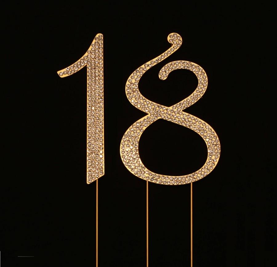 Свадьба - Number 18 for 18th Birthday or Anniversary Cake Topper Party Decoration Supplies, 4.5 Inches Tall