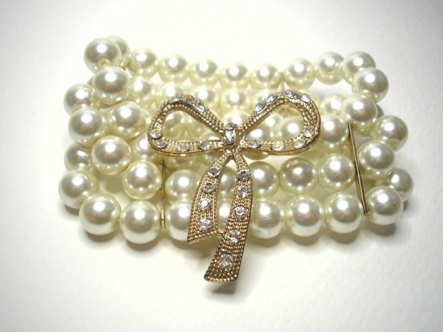زفاف - Vintage White Pearl Bracelet