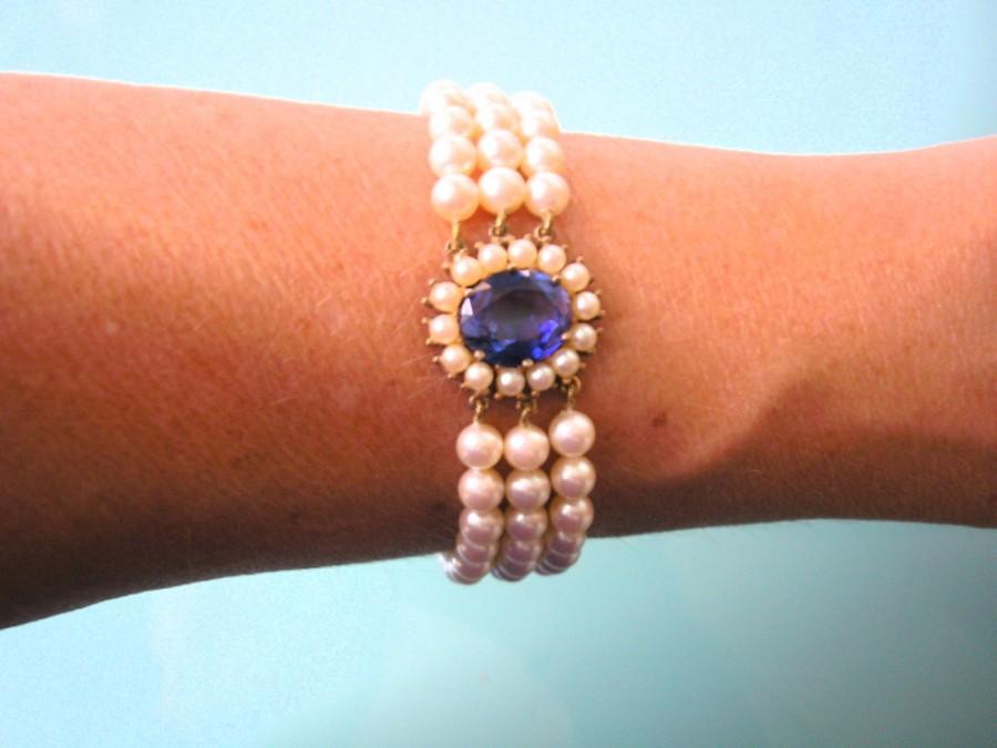 Wedding - Vintage Lotus Royale Pearl Bracelet