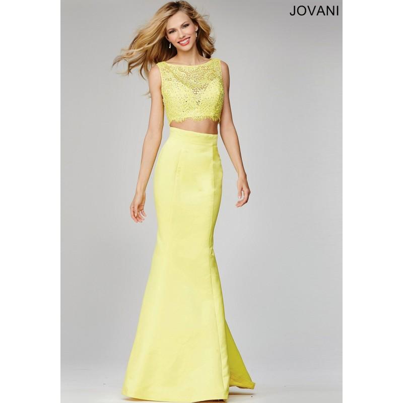Mariage - Jovani Yellow Two-Piece Prom Dress 24073 -  Designer Wedding Dresses