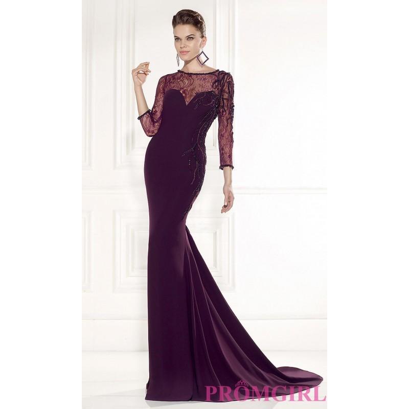 Mariage - Floor Length Tarik Ediz Dress with Lace Detail - Brand Prom Dresses