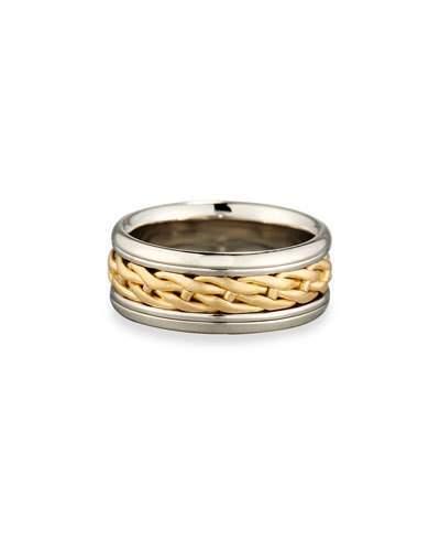 Hochzeit - Eli Gents Woven Platinum & 18K Gold Wedding Band Ring, Size 10
