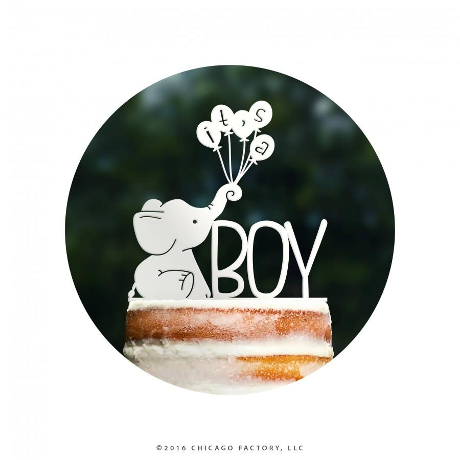 Hochzeit - Cute Its A Boy Cake Topper, Elephant Baby Shower, Elephant Cake Topper, It's a Boy Sign, Baby Sprinkle Decor, Gender Reveal Topper (T397)