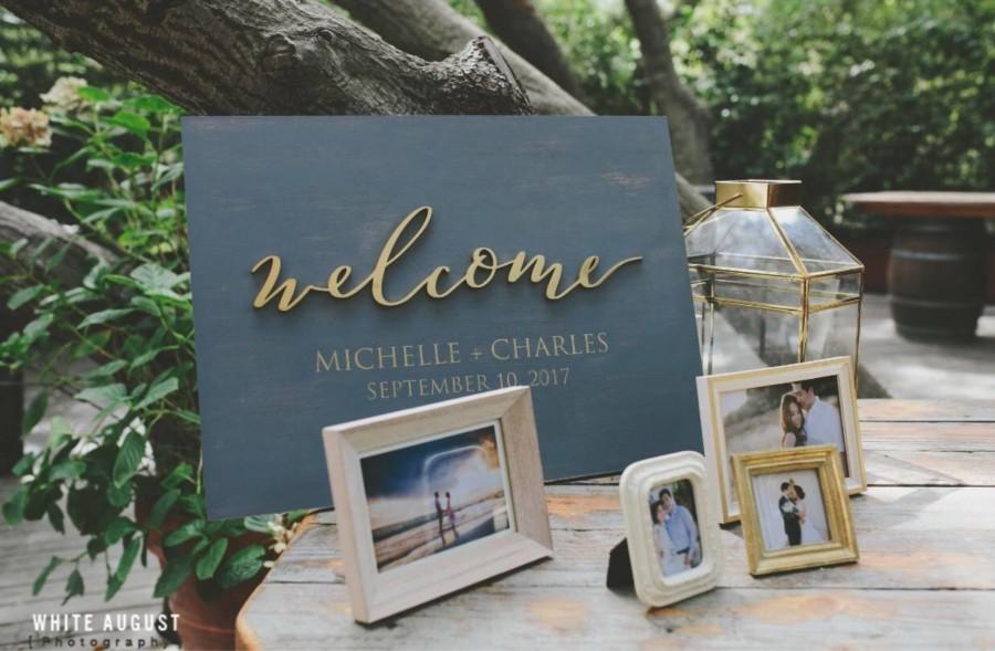 زفاف - Personalized Unique “Welcome” Wood Wedding Sign 