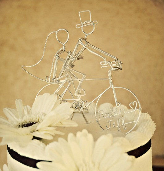 Свадьба - Bicycle Wedding Cake Topper Personalized Double Riders: JOYRIDE