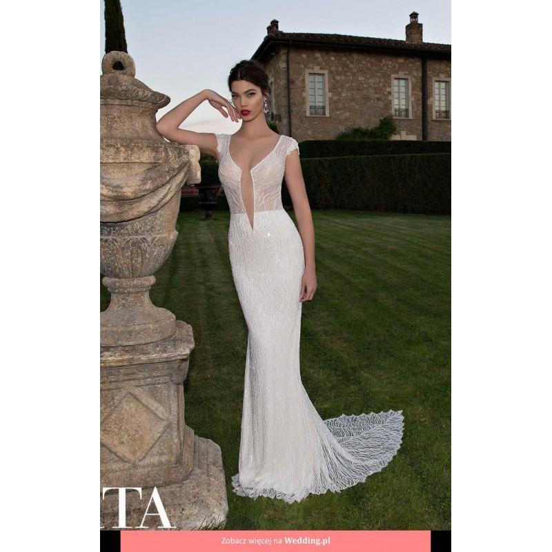 زفاف - Berta Bridal - 08 2015 Floor Length Deep V-neck Straight Short sleeve Long - Formal Bridesmaid Dresses 2017