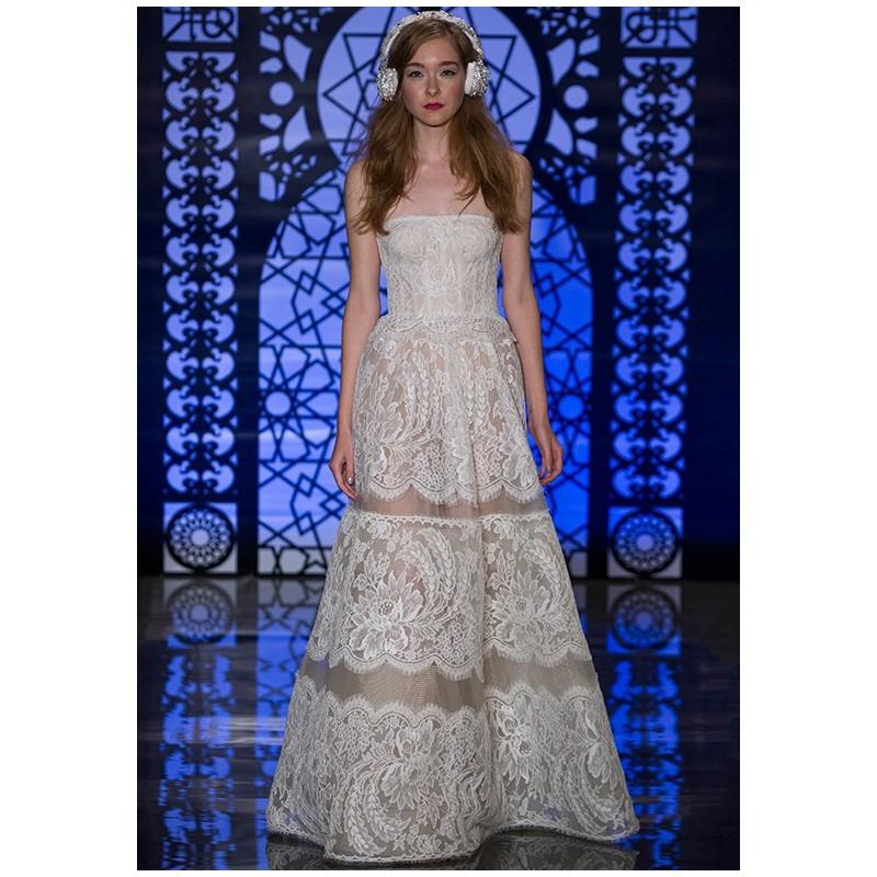 زفاف - Reem Acra Coco - A-Line Strapless Natural Floor Sweep Lace Lace - Formal Bridesmaid Dresses 2017