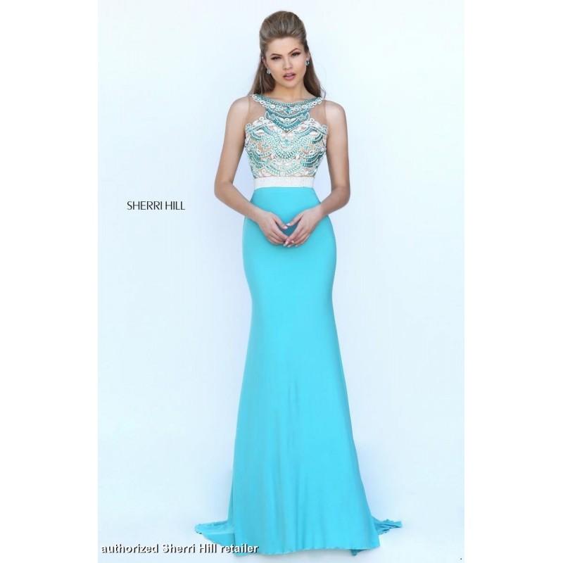 زفاف - Turquoise Sherri Hill 50396 - Brand Wedding Store Online