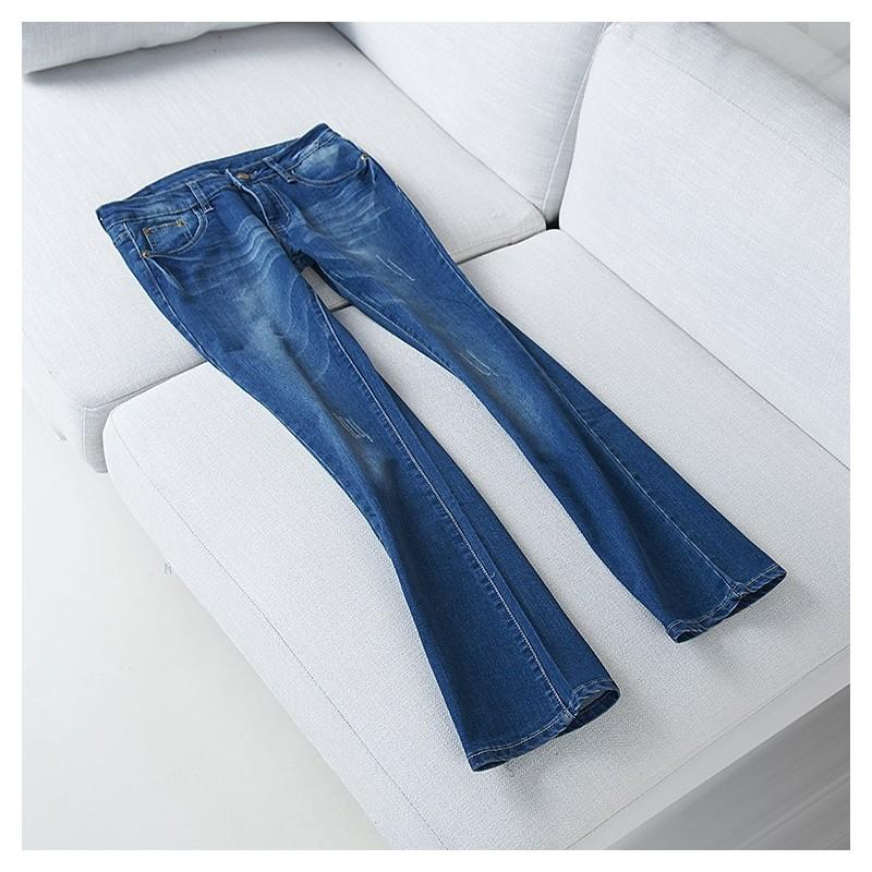 Mariage - Must-have Slimming Low Rise Flexible Flare Trouser Jeans Long Trouser - beenono.com