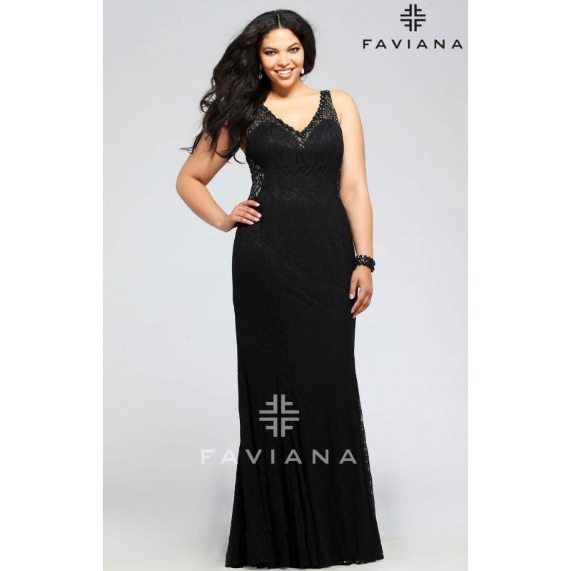 Hochzeit - Black Faviana 9386 - Plus Size Jersey Knit Dress - Customize Your Prom Dress