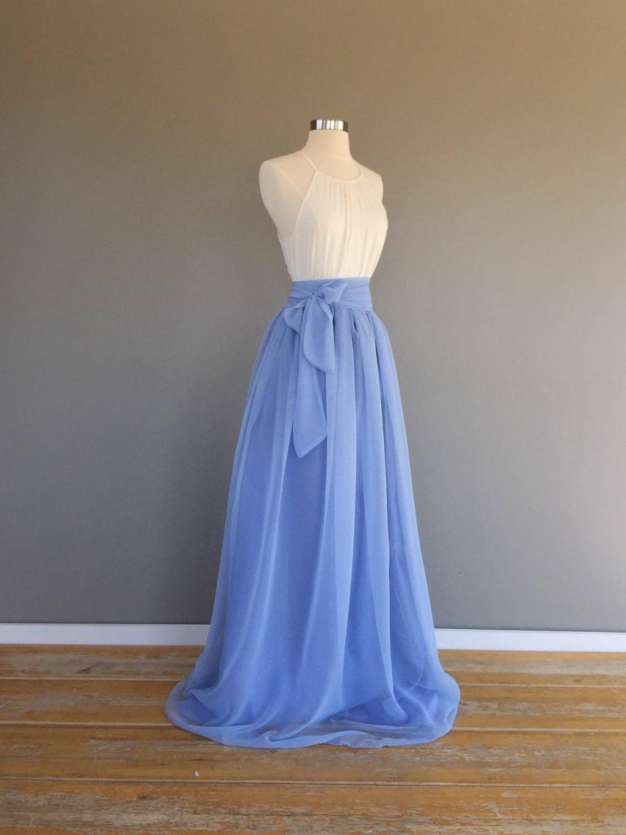 Wedding - Two toned Chiffon Skirt, (resort blue over riviera sky) Bridesmaid skirt, floor length, tea length, knee length empire