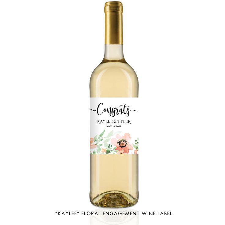 زفاف - "Kaylee" Floral Engagement Wine Label