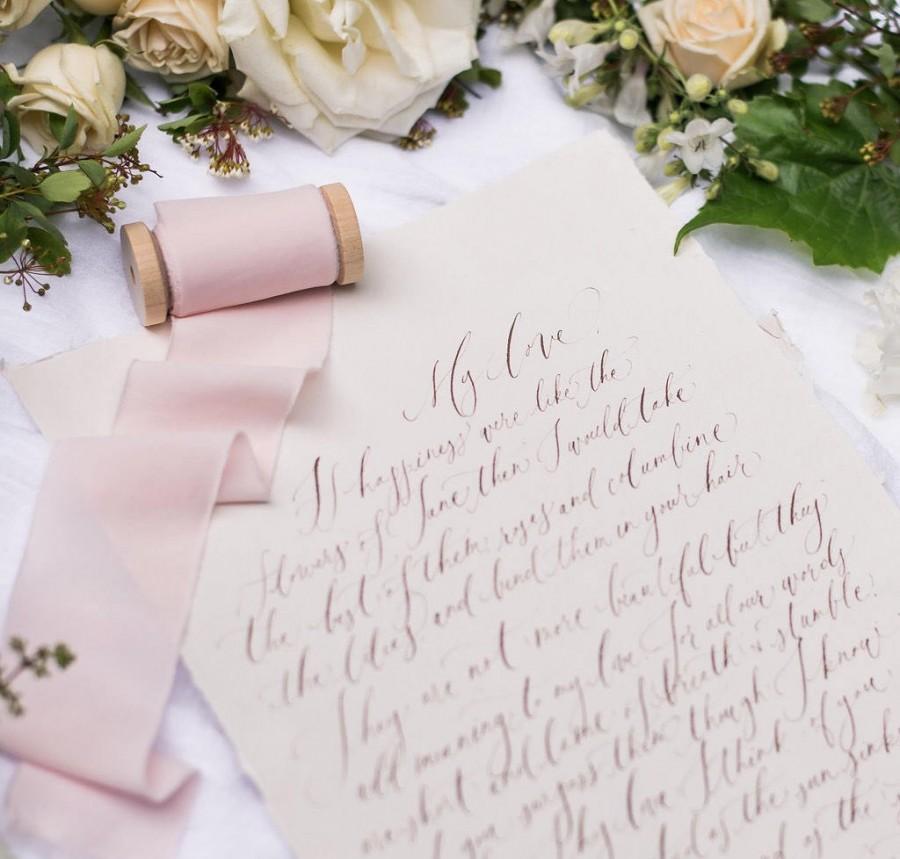 Wedding - 2" inch Blush Ribbon on wood spool - Hand Spun Unfinished Raw Edge Ribbon - Bouquet Stationary Invitation Suite blush light pink