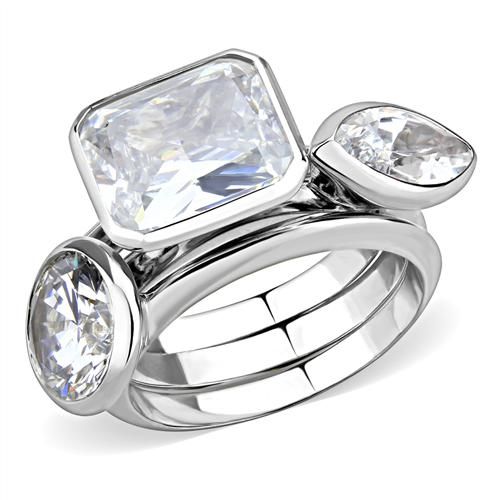 زفاف - A Perfect Contemporary 7.2TCW Radiant Round Marquise Russian Lab Diamond Bevel Set Stacking Ring Set