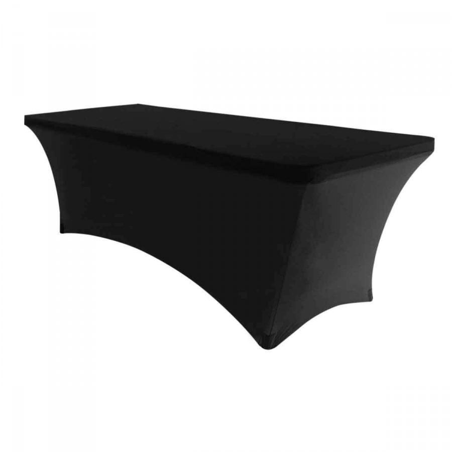 Wedding - Black 6' ft. Spandex Fitted Stretch Tablecloth Rectangular Table Cover For Wedding Banquet Party Trade Show