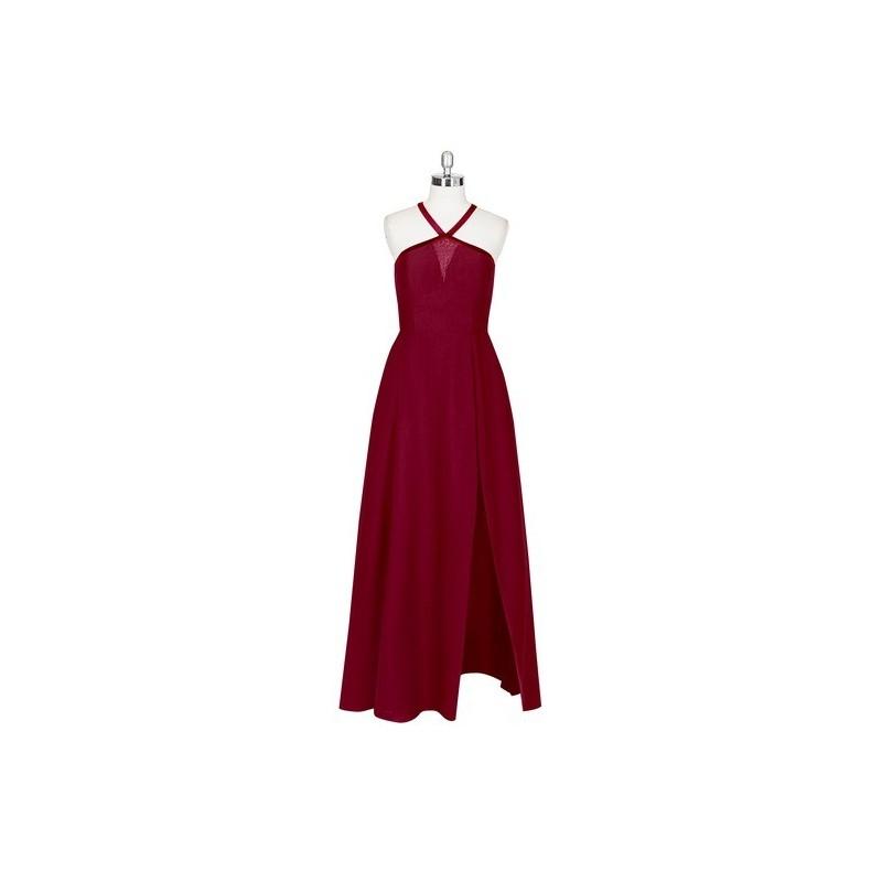 Wedding - Burgundy Azazie Penelope - Floor Length Back Zip Chiffon, Satin And Lace Halter - Cheap Gorgeous Bridesmaids Store