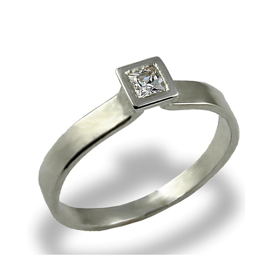 Wedding - Princess Cut Diamond Ring, Princess Cut Engagement Ring, 14K White gold Ring, Diamond Engagement Ring, Princess Cut, Solitaire Ring,