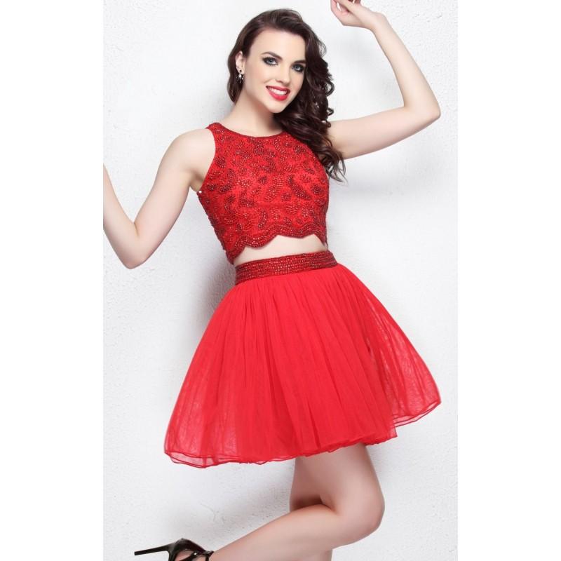 Mariage - Red Two-Piece Cocktail Dress by Primavera Couture - Color Your Classy Wardrobe