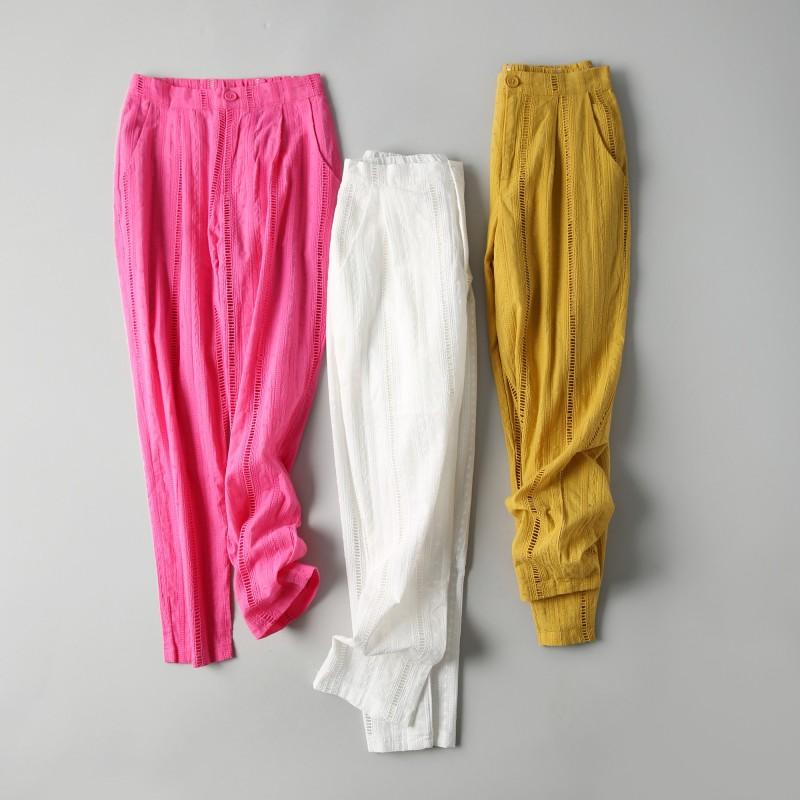Mariage - Must-have Casual Vogue Hollow Out Ramie Candy Color Summer Harem Pant - beenono.com
