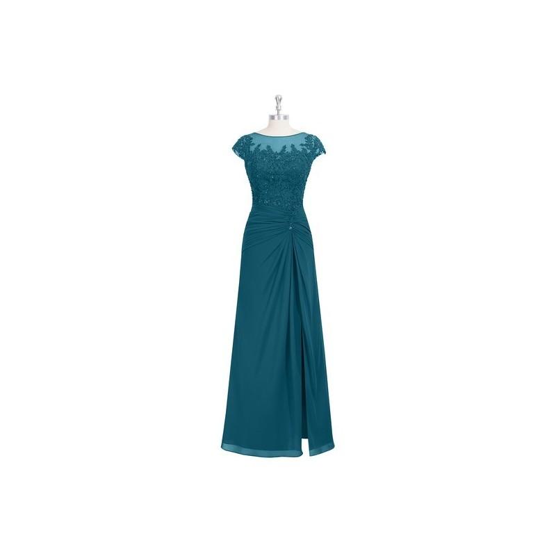 زفاف - Ink_blue Azazie Libby MBD - Illusion Floor Length Chiffon, Tulle And Lace Illusion Dress - Charming Bridesmaids Store