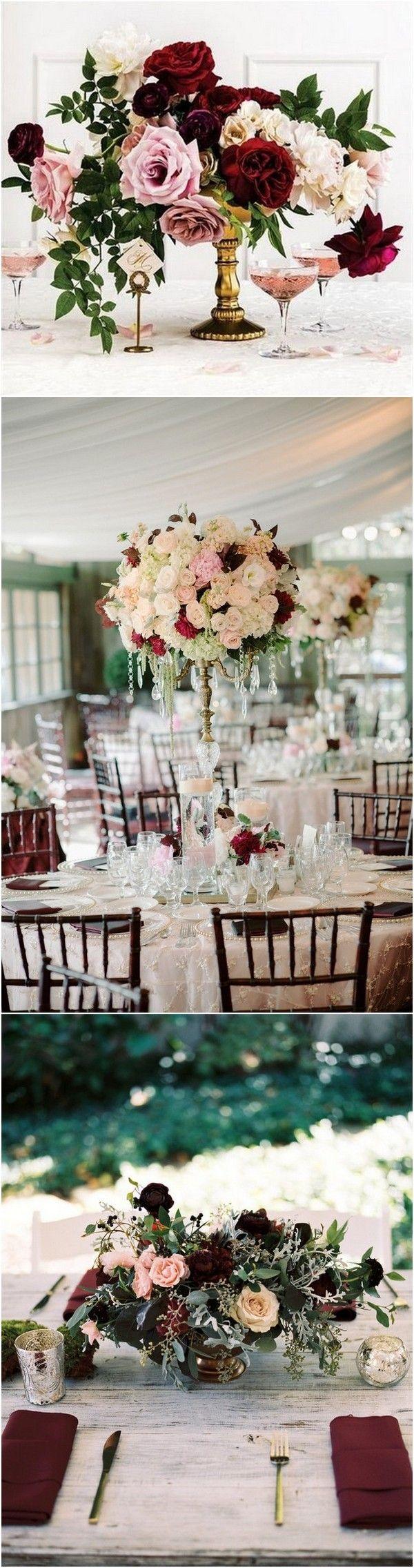 Mariage - Trending-10 Burgundy And Blush Wedding Centerpieces For 2018