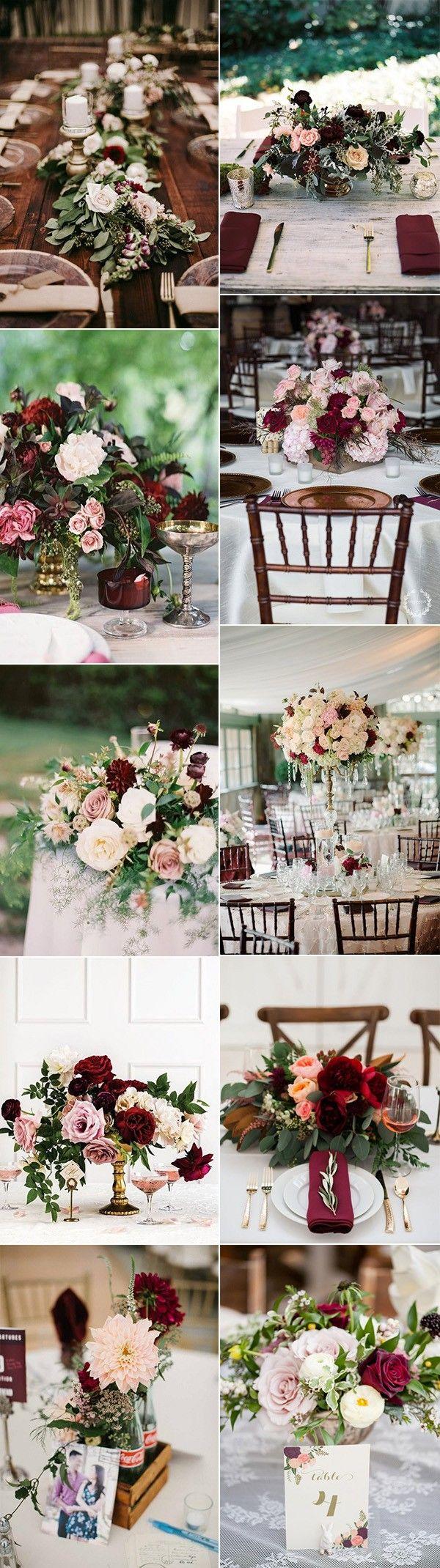 Wedding - Trending-10 Burgundy And Blush Wedding Centerpieces For 2018