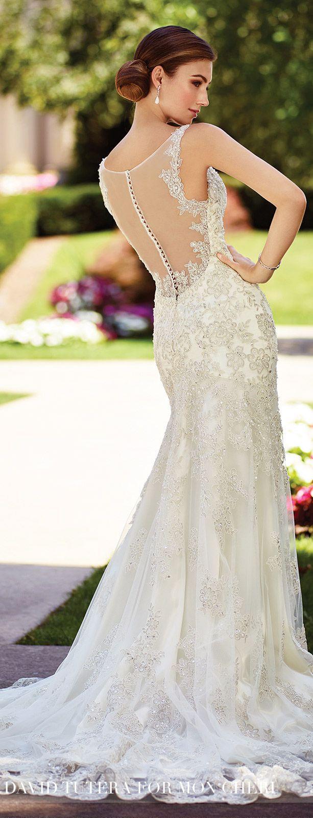 Hochzeit - Fitted Metallic Lace On Tulle Wedding Dress- 117275 Chrisann
