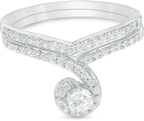 Hochzeit - 5/8 CT. T.W. Diamond Swirl Bridal Set in 10K White Gold