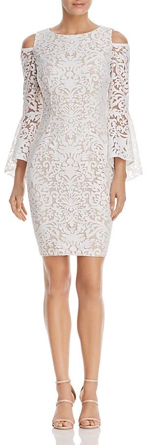 زفاف - AQUA Cold-Shoulder Bell-Sleeve Lace Dress - 100% Exclusive