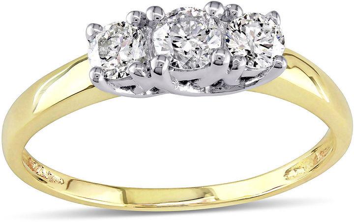 Hochzeit - MODERN BRIDE 1/2 CT. T.W. Diamond 10K Yellow Gold Three-Stone Engagement Ring