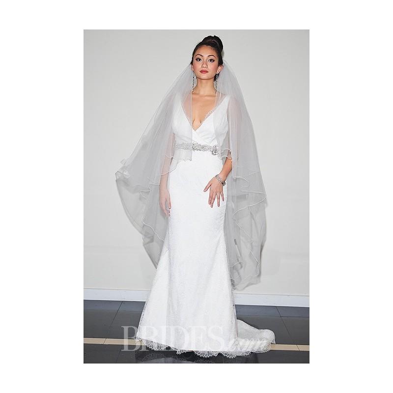 Hochzeit - Yumi Katsura - Fall 2014 - Phylis Sleeveless Silk A-Line Wedding Dress with V-Neckline and Beaded Belt - Stunning Cheap Wedding Dresses