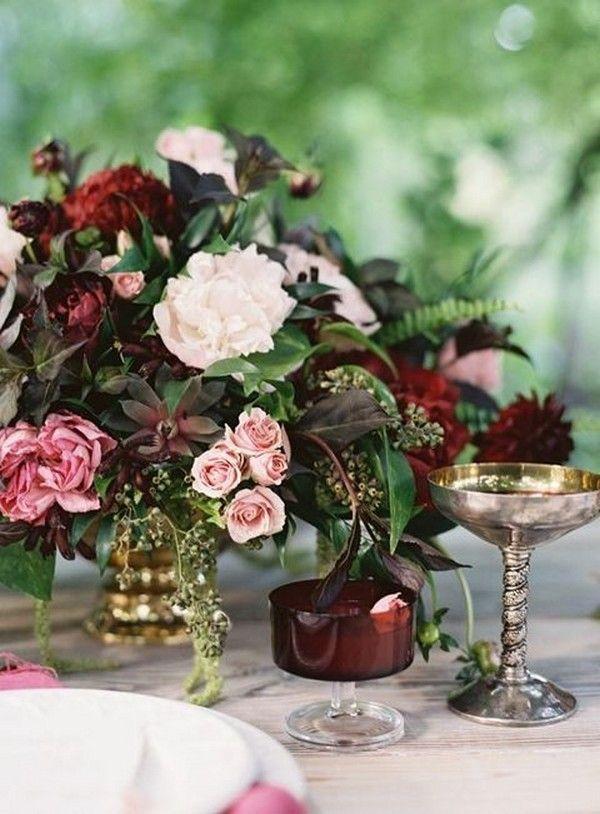 Hochzeit - Trending-10 Burgundy And Blush Wedding Centerpieces For 2018