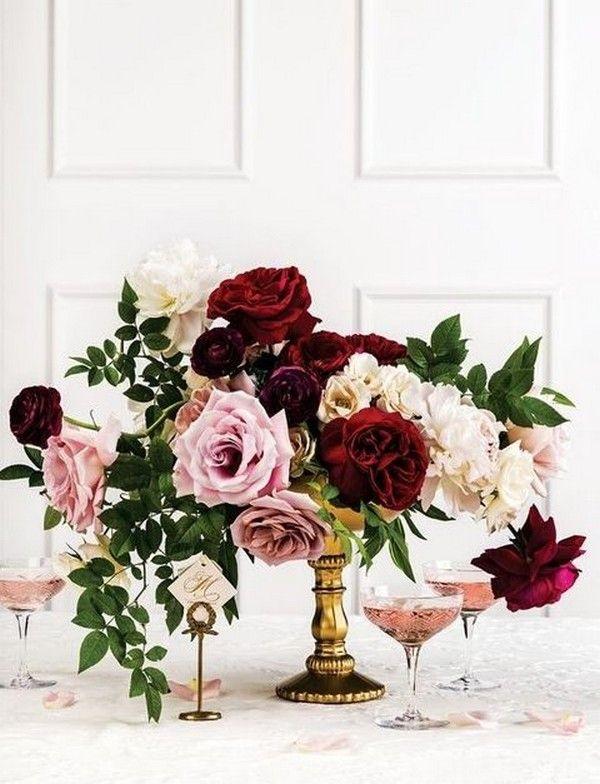 Mariage - Trending-10 Burgundy And Blush Wedding Centerpieces For 2018 - Page 2 Of 2