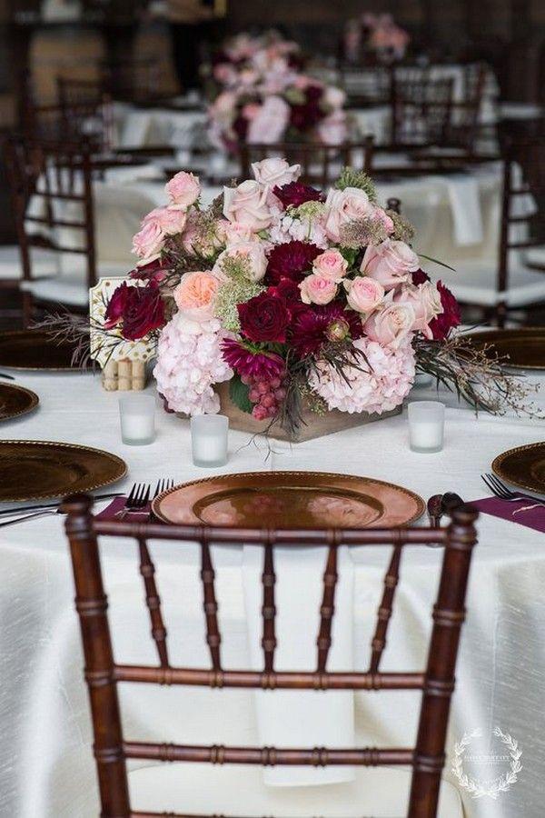 Hochzeit - Trending-10 Burgundy And Blush Wedding Centerpieces For 2018 - Page 2 Of 2