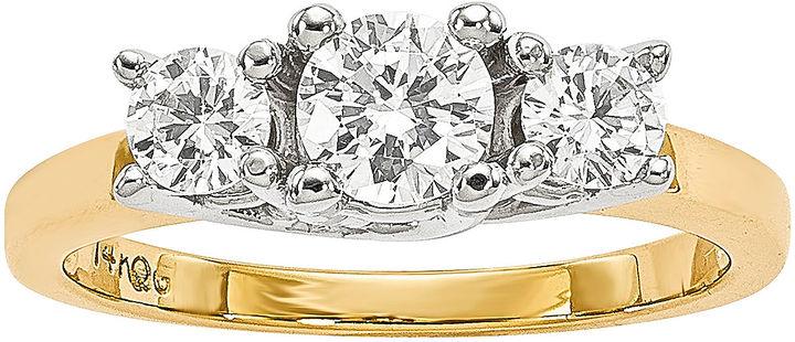 زفاف - MODERN BRIDE 7/8 CT. T.W. Diamond 14K Two-Tone Gold 3-Stone Ring