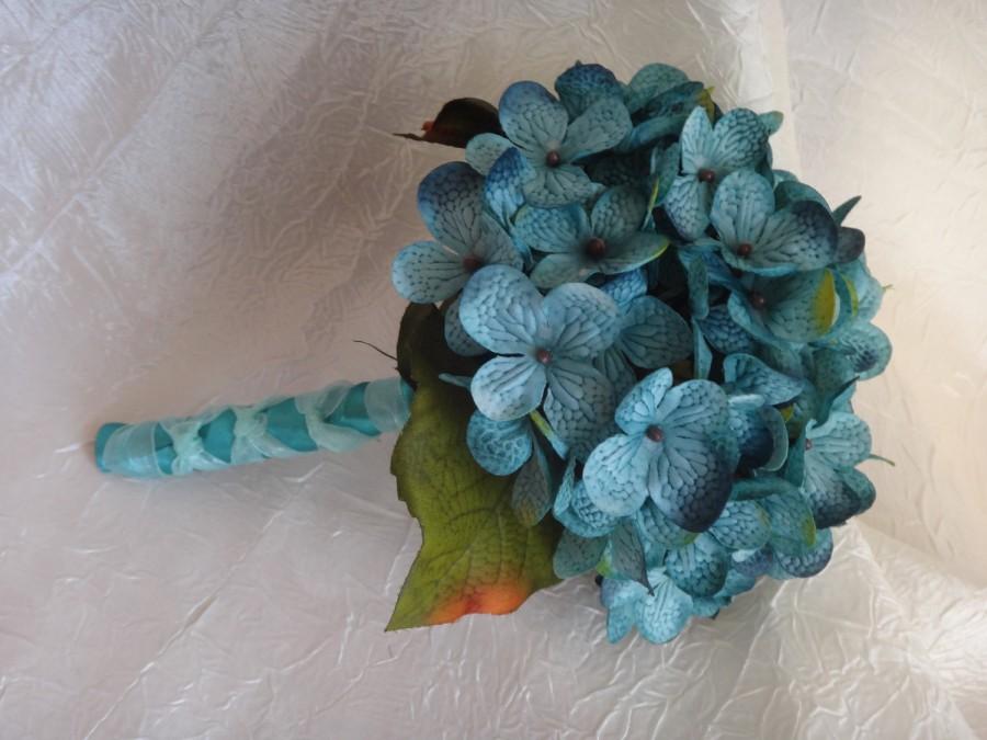 زفاف - Hydrangea toss bouquet, flower girl bouquet, small bridal bouquet